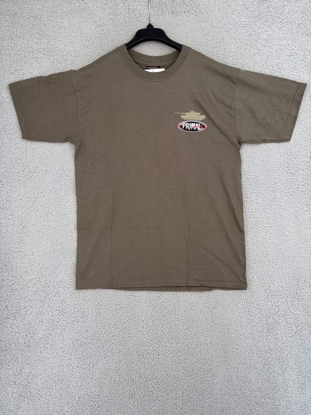 Primal Wear Men’s Large short sleeve t-shirt Olive Green Graphic Tee Back hit